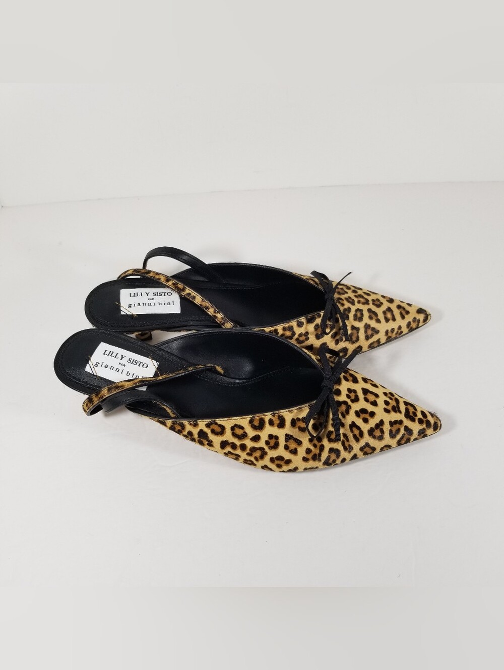 Gianni Bini X Lilly Sisto Kitten Heel Mules Women's 8M Leopard Print Shoes New